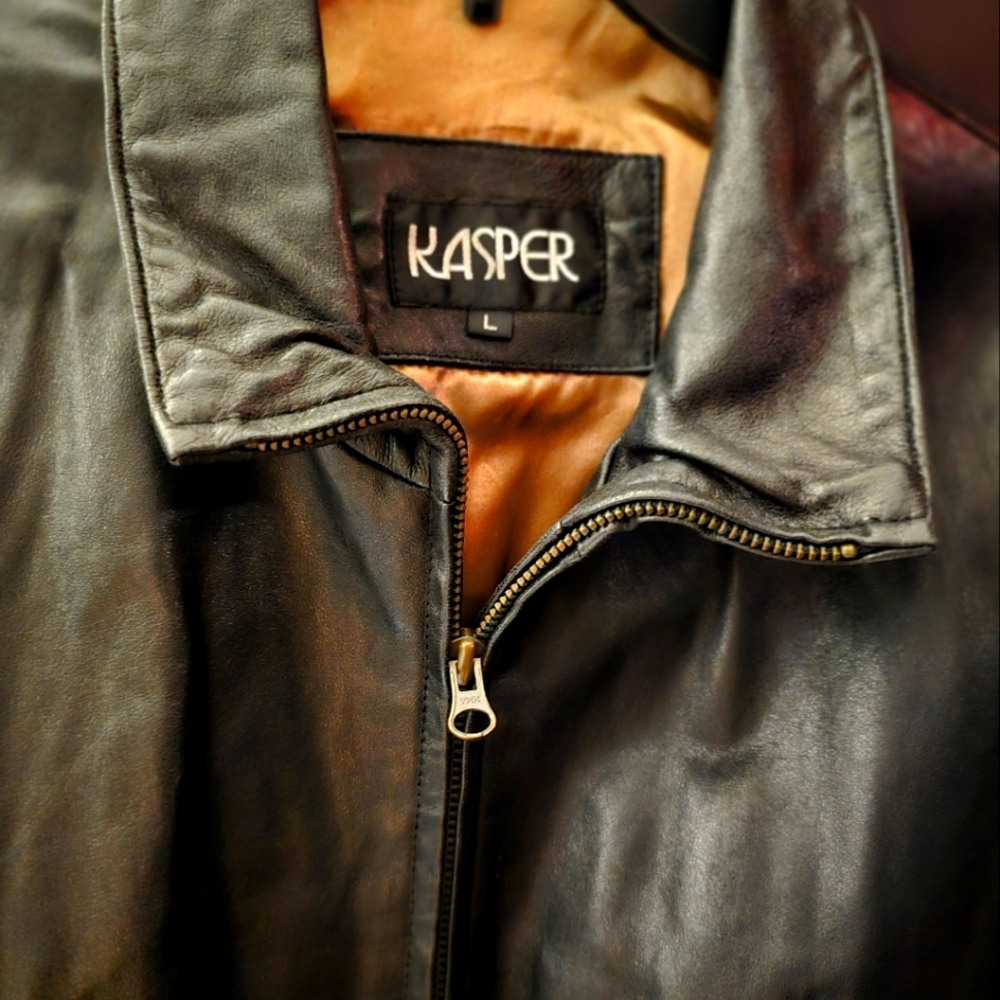 Kasper Black Leather Unisex Jacket